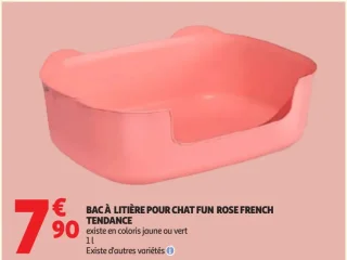 BAC À LITIÈRE POUR CHAT FUN ROSE FRENCH TENDANCE
