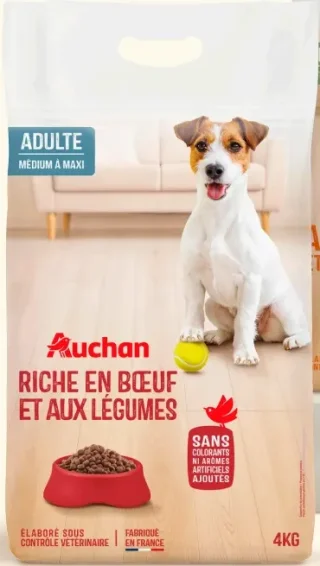 Croquettes pour chien adulte médium à maxi Riche en Boeuf et aux Légumes Auchan