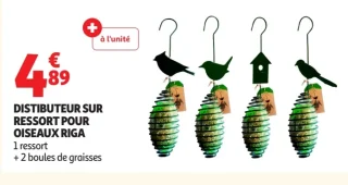 Distributeur sur ressort pour oiseaux Riga