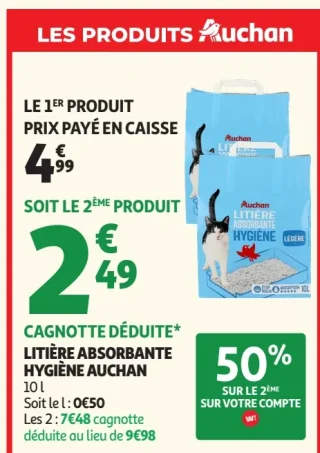 Litière absorbante hygiène Auchan