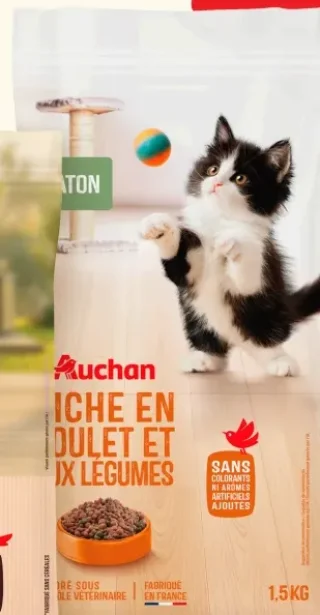 Croquettes chaton riche en poulet et aux légumes Auchan