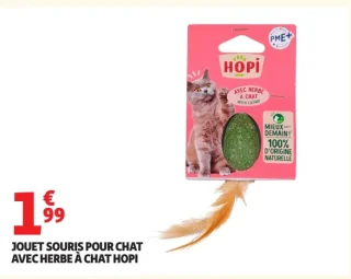 JOUET SOURIS POUR CHAT AVEC HERBE À CHAT HOPI