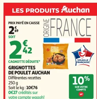 Grignottes de poulet Auchan