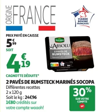 2 Pavés de rumsteck marinés Socopa