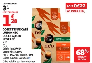 Dosettes de café Lungo Neo Dolce Gusto Nescafé