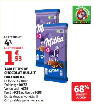 Tablettes de chocolat au lait Oreo Milka