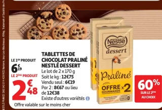 Tablettes de Chocolat Praliné Nestlé Dessert