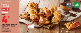 Torsades aux pépites de chocolat pur beurre
