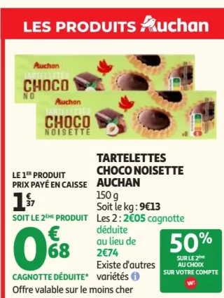 Tartelettes Choco Noisette Auchan