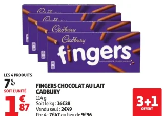 Fingers chocolat au lait Cadbury