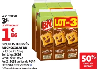 Biscuits fourrés au chocolat BN