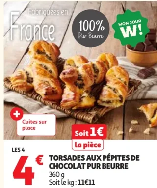 Torsades aux pépites de chocolat pur beurre