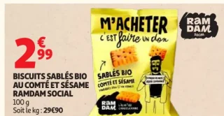 Biscuits sablés bio au comté et sésame Ramdam Social