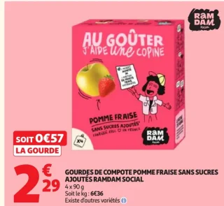 Gourdes de compote pomme fraise sans sucres ajoutés Ramdam Social