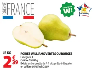 Poires Williams vertes ou rouges