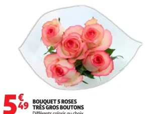 Bouquet 5 roses très gros boutons