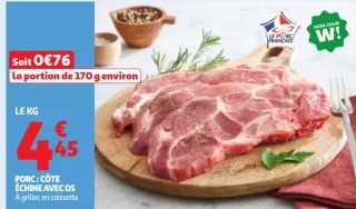 PORC : CÔTE ÉCHINE AVEC OS À griller, en caissette
