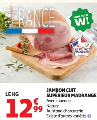 Jambon cuit supérieur Madrange avec couenne