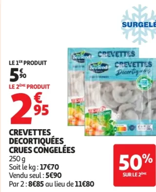 Crevettes décortiquées crues congelées