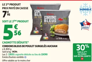 Cordons bleus de poulet surgelés Auchan
