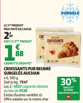 Croissants pur beurre surgelés Auchan