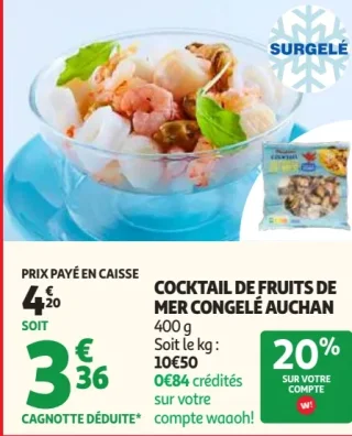 Cocktail de fruits de mer congelé Auchan