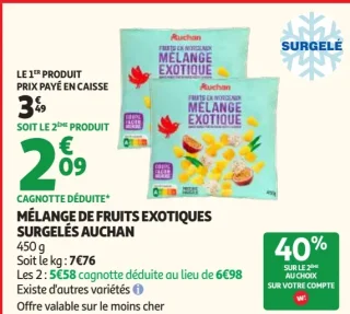 Mélange de fruits exotiques surgelés Auchan
