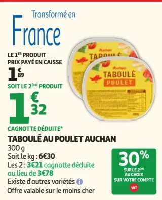 Taboulé au Poulet Auchan