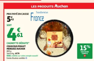 Couscous poulet merguez auchan