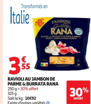 Ravioli au jambon de Parme & burrata Rana