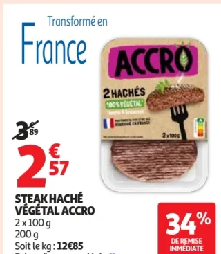 Steak haché végétal Accro