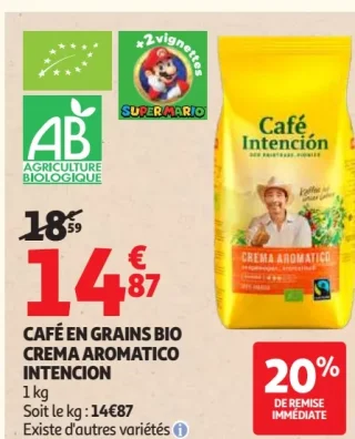 CAFÉ EN GRAINS BIO CREMA AROMATICO INTENCION