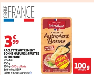 Raclette Autrement Bonne Nature & Fruitée Entremont
