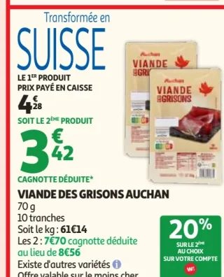 Viande des Grisons Auchan