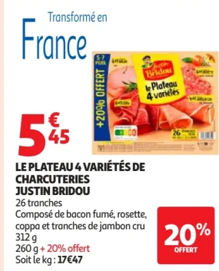 Le Plateau 4 Variétés de Charcuteries Justin Bridou