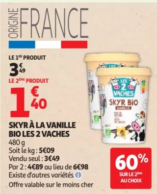 Skyr à la vanille Bio Les 2 Vaches