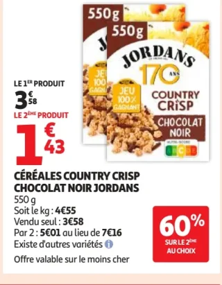 Céréales Country Crisp Chocolat Noir Jordans