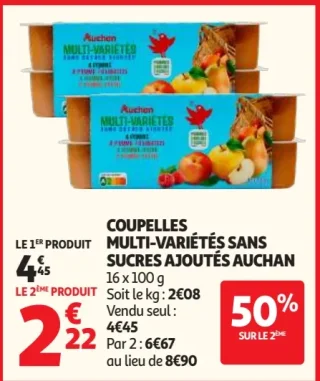 Coupelles Multi-variétés sans sucres ajoutés Auchan