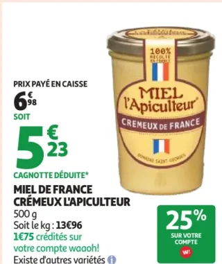 Miel de France crémeux l'Apiculteur