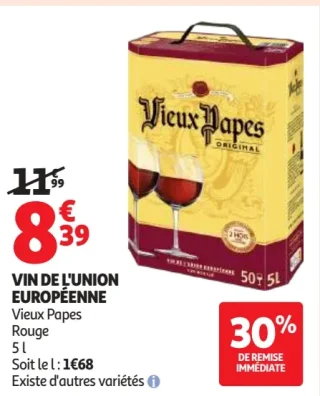 Vin de l'Union Européenne Vieux Papes Rouge
