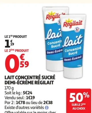 Lait concentré sucré demi-écrémé Régilait