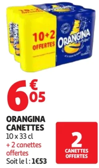 Orangina Canettes 10 x 33 cl + 2 canettes offertes