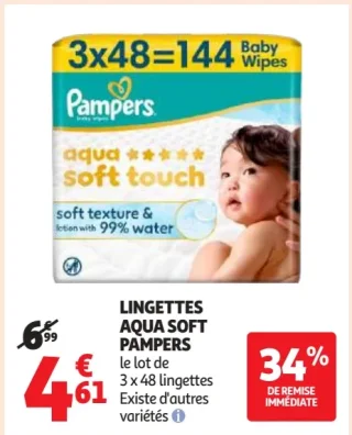 Lingettes aqua soft Pampers