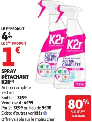 Spray détachant K2R Action complète
