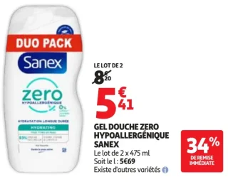 Gel Douche Zero Hypoallergénique Sanex