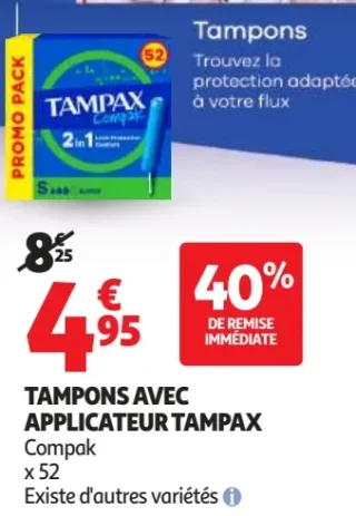 Tampons avec applicateur Tampax Compak x 52