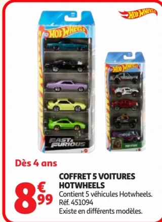 Coffret 5 voitures Hotwheels