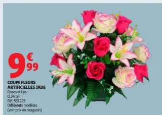 Coupe Fleurs Artificielles Jade Roses et Lys