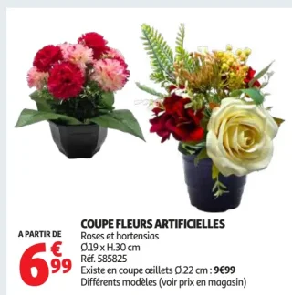 Coupe Fleurs Artificielles Roses et hortensias