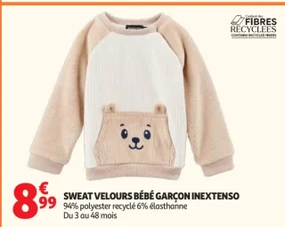 Sweat velours bébé garçon Inextenso